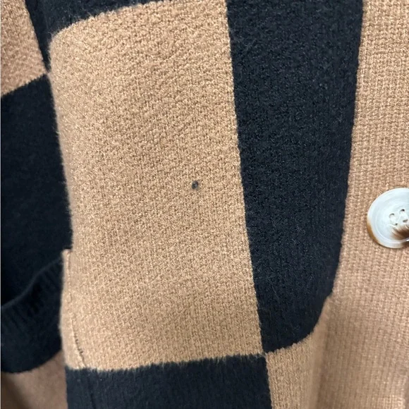 Checkered Black and Tan Women's Sweater - Picture 2 of 3